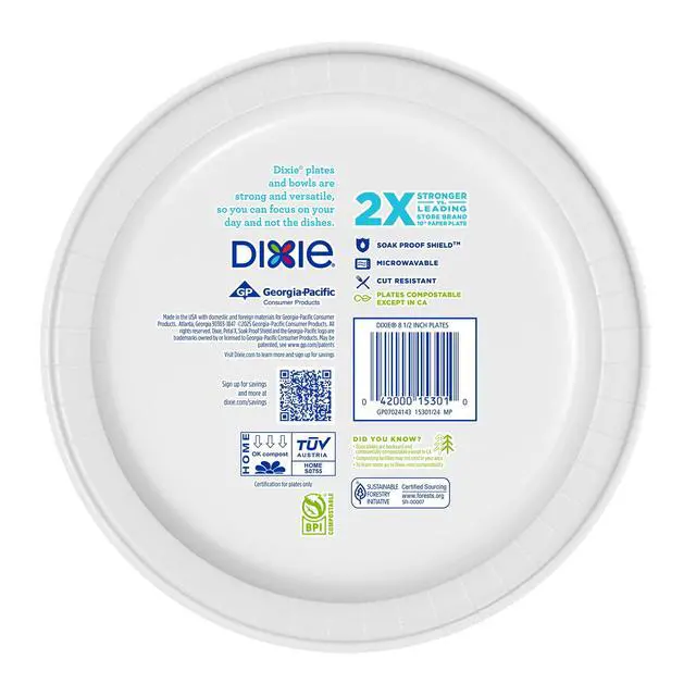 Alt view image 5 of 7 - 8.5 Inch Disposable Paper Lunch Plates 100Count Bulk Pack, CutResistant SoakProof MicrowaveSafe HeavyDuty Paper Plates for Everyday Meals Picnic Party BBQ