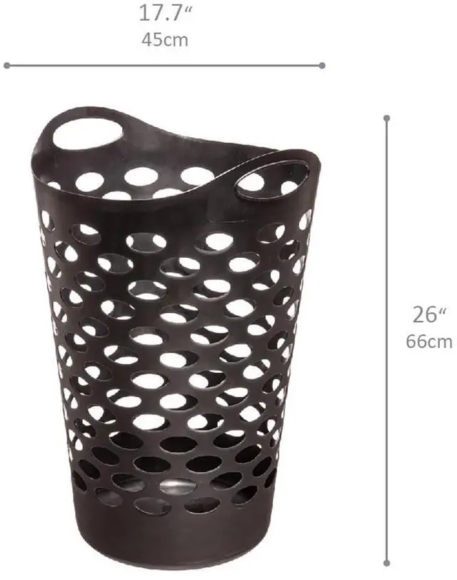 Alt view image 2 of 6 - Mainstays 2.2 Bushel Flexible Round Plastic Laundry Hamper Black, Ventilated Clothes Basket with Builtin CarryHandles, Lightweight DirtyClothes Storage Bin for Bedroom Closet LaundryRoom