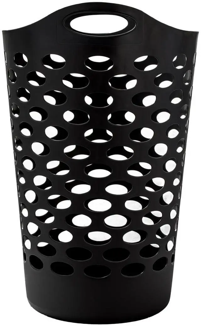 Alt view image 6 of 6 - Mainstays 2.2 Bushel Flexible Round Plastic Laundry Hamper Black, Ventilated Clothes Basket with Builtin CarryHandles, Lightweight DirtyClothes Storage Bin for Bedroom Closet LaundryRoom