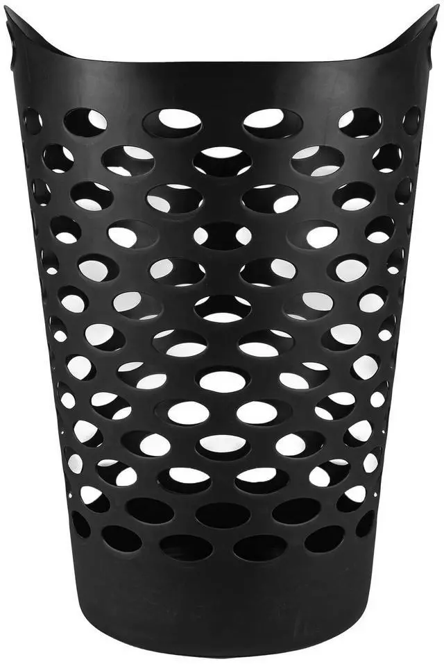 Alt view image 4 of 6 - Mainstays 2.2 Bushel Flexible Round Plastic Laundry Hamper Black, Ventilated Clothes Basket with Builtin CarryHandles, Lightweight DirtyClothes Storage Bin for Bedroom Closet LaundryRoom
