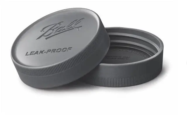 Main image of 6Pack OnePiece LeakProof RegularMouth Mason Jar Storage Lids, Plastic ScrewOn Airtight Lids with Ridged Grip, Freezer & Dishwasher Safe, Not for Canning