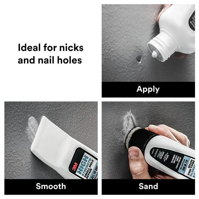 Alt view image 5 of 6 - 3 oz Wall Spackling Compound Small Hole Repair Filler White, PrimerEnhanced Wall Patch Up to 3Inch Holes, AllinOne Applicator Tool, NoShrink Interior Exterior Wall Repair Kit 1Pack