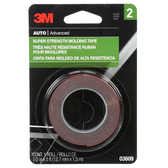 Alt view image 2 of 6 - 1/2" x 5Ft SuperStrength Automotive DoubleSided Molding Tape, Permanent HeavyDuty VHB Foam Adhesive Tape,40°F250°F Weather UV Resistant for Car Trim Emblem Side Molding Bonding, 1 Roll