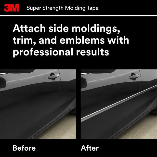 Alt view image 3 of 6 - 1/2" x 5Ft SuperStrength Automotive DoubleSided Molding Tape, Permanent HeavyDuty VHB Foam Adhesive Tape,40°F250°F Weather UV Resistant for Car Trim Emblem Side Molding Bonding, 1 Roll