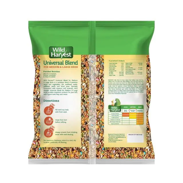 Alt view image 3 of 5 - Wild Harvest Universal Blend For Medium And Large Birds 3 Pounds, Fortified Nutrition
