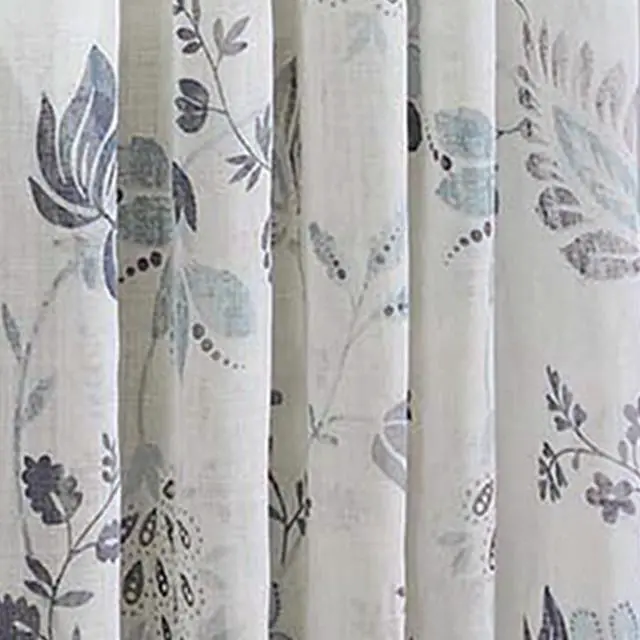 Alt view image 5 of 5 - Mainstays Blue Floral 100% Cotton Sheer Curtain Panel, Rod Pocket Single Window Curtain, Light Blue, 50" W x 63" L, OEKOTEX Certified
