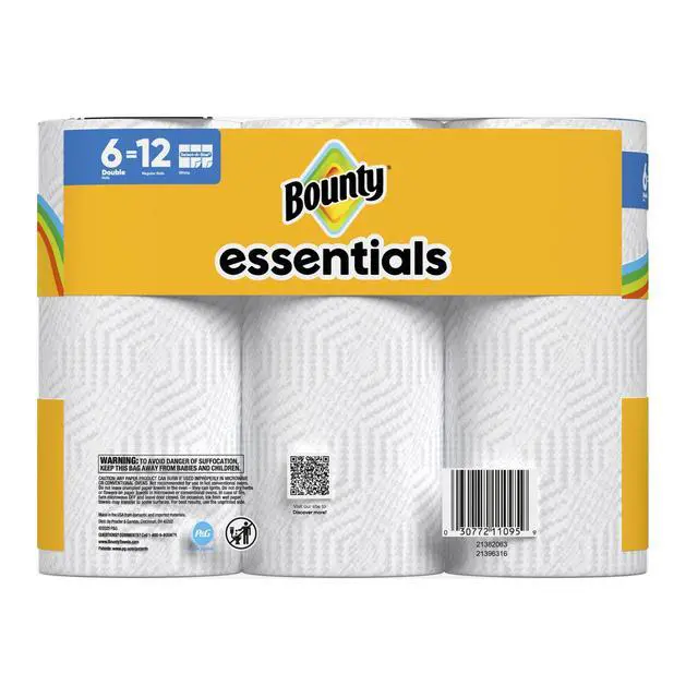 Alt view image 4 of 7 - Bounty Essentials SelectASize Paper Towels, White, 6 Double Rolls, 108 Sheets Per Roll, MultiPurpose Household Cleaning Towels
