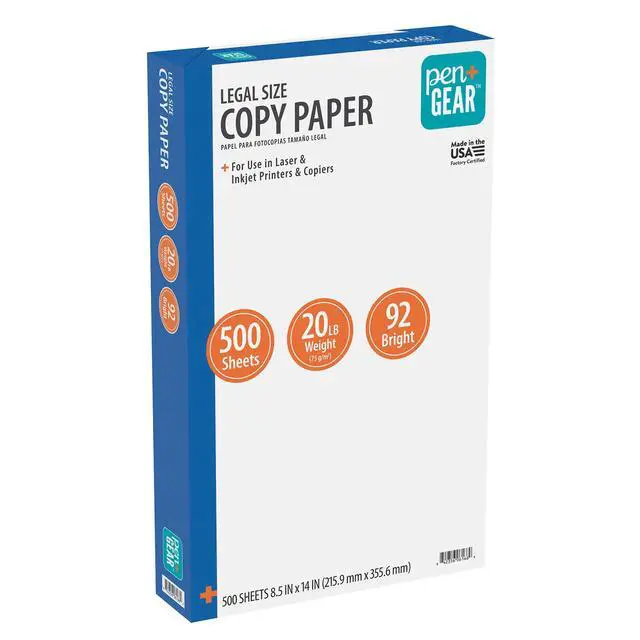 Alt view image 4 of 6 - Pen+Gear Legal Size Copy Paper, 8.5" x 14", 92 Bright White, 20 lb., 1 Ream (500 Sheets), Multipurpose Printer Paper for Home, Office & School