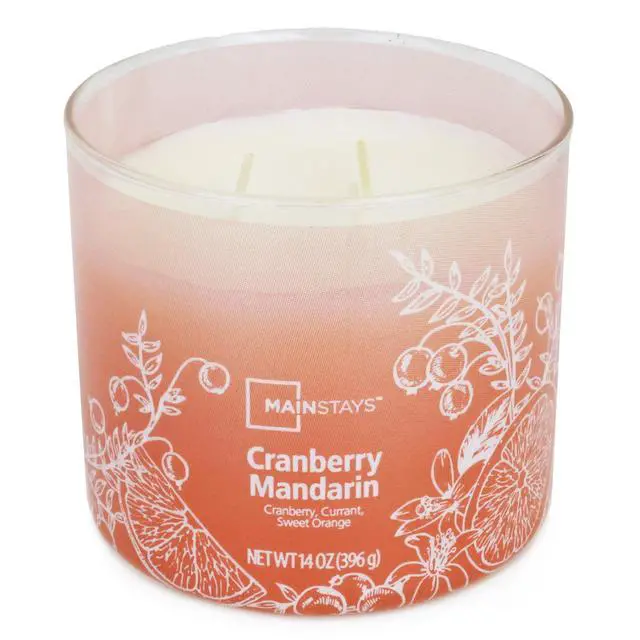 Alt view image 4 of 6 - Mainstays 3Wick Ombre Wrap Jar Candle, Cranberry Mandarin Scent, 14 oz, LongLasting 65Hour Burn Time, Decorative Home Fragrance Candle