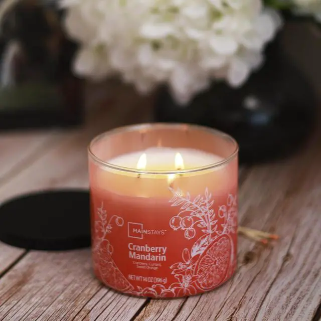 Alt view image 3 of 6 - Mainstays 3Wick Ombre Wrap Jar Candle, Cranberry Mandarin Scent, 14 oz, LongLasting 65Hour Burn Time, Decorative Home Fragrance Candle