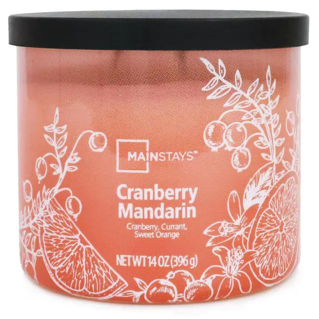 Alt view image 5 of 6 - Mainstays 3Wick Ombre Wrap Jar Candle, Cranberry Mandarin Scent, 14 oz, LongLasting 65Hour Burn Time, Decorative Home Fragrance Candle