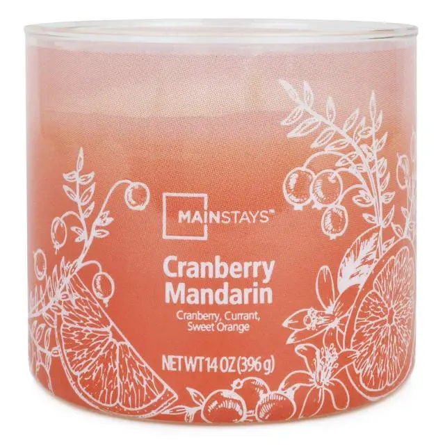 Alt view image 6 of 6 - Mainstays 3Wick Ombre Wrap Jar Candle, Cranberry Mandarin Scent, 14 oz, LongLasting 65Hour Burn Time, Decorative Home Fragrance Candle