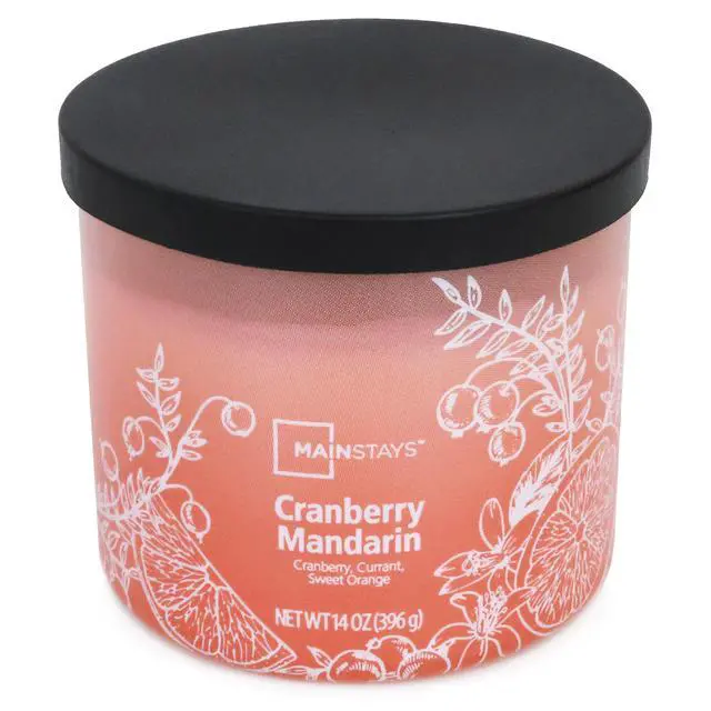 Alt view image 2 of 6 - Mainstays 3Wick Ombre Wrap Jar Candle, Cranberry Mandarin Scent, 14 oz, LongLasting 65Hour Burn Time, Decorative Home Fragrance Candle