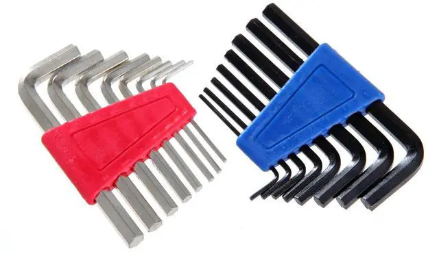 Main image of Hyper Tough 16Piece Hex Key Set, 8 SAE & 8 Metric Sizes, ColorCoded HeatTreated Steel Allen Wrench Kit with Storage Holder