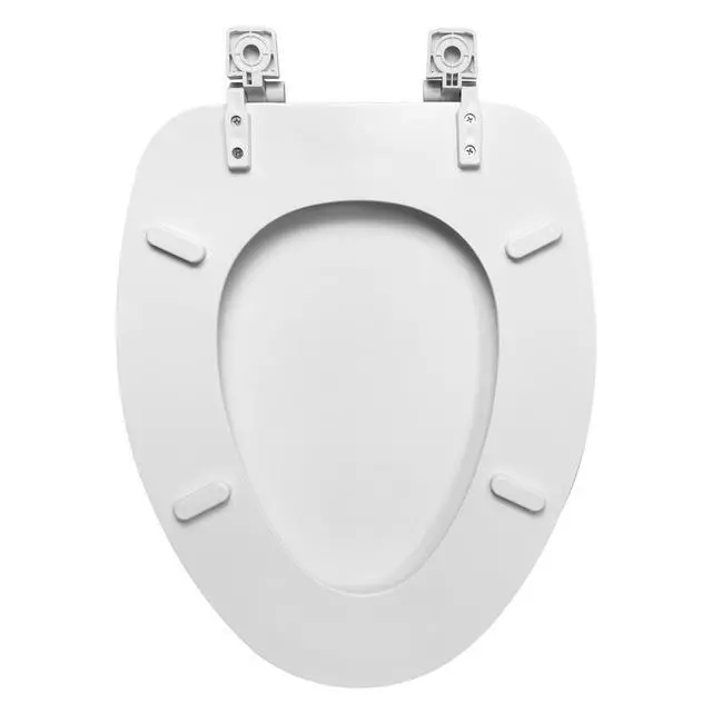 Alt view image 5 of 7 - Mainstays Elongated White Toilet Seat, Durable EcoFriendly Rice Husk Material, Contoured Comfort Seat with ColorMatched Hinges