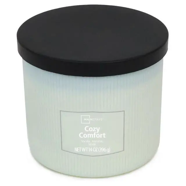 Alt view image 6 of 6 - Mainstays Cozy Comfort 3Wick Textured Wrapped Scented Candle, 14 oz, Vanilla Jasmine Musk Fragrance, Up to 65Hour LongLasting Burn Jar Candle