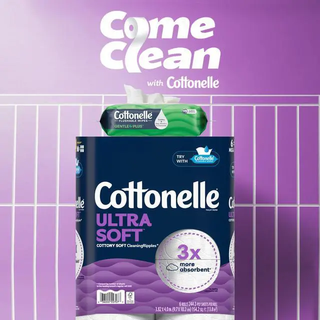 Alt view image 4 of 6 - Cottonelle GentlePlus Flushable Wet Wipes with Aloe & Vitamin E, 2 FlipTop Packs, 84 Total Wipes, SepticSafe Gentle Cleansing Wipes