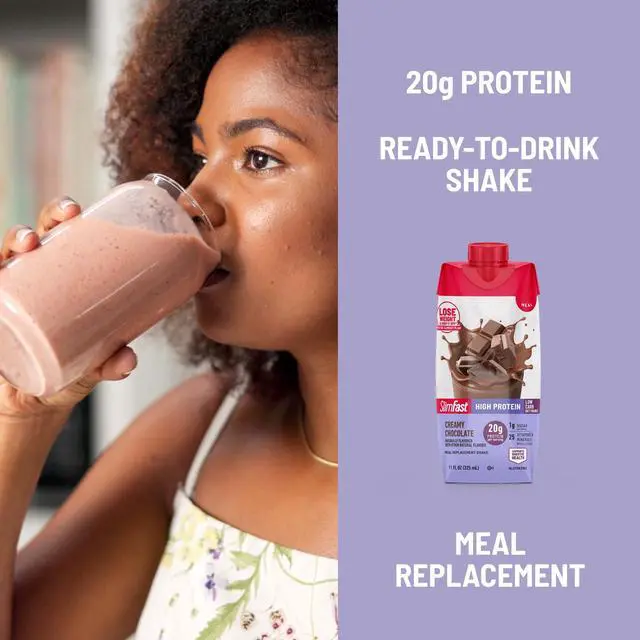 Alt view image 2 of 4 - SlimFast HighProtein ReadytoDrink Meal Replacement Shake, Creamy Chocolate, 20g Protein, 11oz, 12Count, LowCarb GlutenFree OntheGo Nutrition Drink