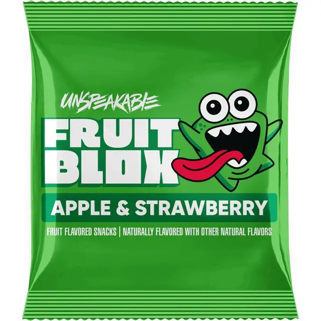 Alt view image 4 of 6 - FruitBlox Unspeakable Apple Strawberry Fruit Snacks, 22Count Individual Pouches, Vegan GlutenFree Fruit Gummy Snacks Made With Real Fruit Juice