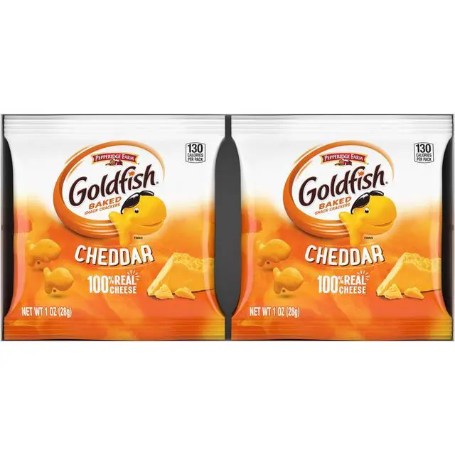 Alt view image 2 of 6 - Goldfish Cheddar Cheese Crackers, 1 oz Individual Snack Packs, 12Count MultiPack Tray, Baked RealCheese Savory Snacks