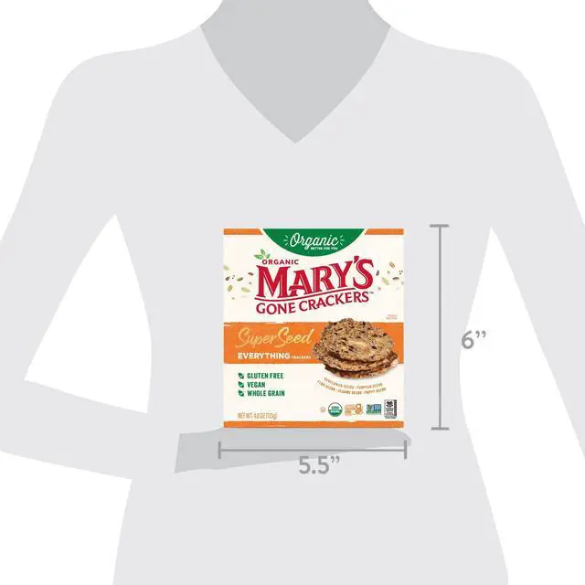 Alt view image 5 of 6 - Marys Gone Crackers Super Seed Organic Everything Crackers, GlutenFree, WholeGrain Vegan Snack, 4 oz