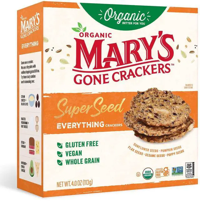 Main image of Marys Gone Crackers Super Seed Organic Everything Crackers, GlutenFree, WholeGrain Vegan Snack, 4 oz