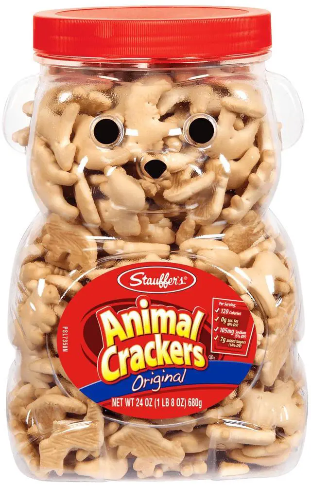 Main image of Stauffer's Simply Animals Original Animal Crackers, 24 oz Resealable BearShaped FamilySize Jug, Classic KidFriendly Bulk Snack