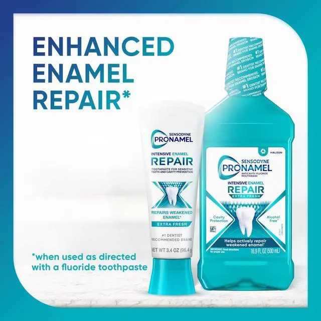 Alt view image 6 of 7 - Sensodyne Pronamel Intensive Enamel Repair Sensitive Toothpaste, Extra Fresh, 3.4 oz, Fluoride Toothpaste for AcidEroded Enamel & Tooth Sensitivity Relief