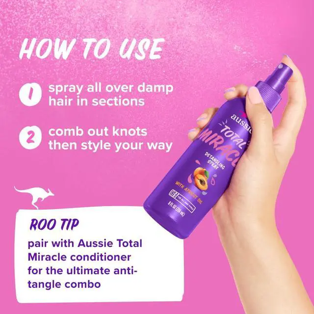 Alt view image 5 of 6 - Aussie Total Miracle Hair Detangling Spray with Apricot Oil for All Hair Types, 8 fl oz
