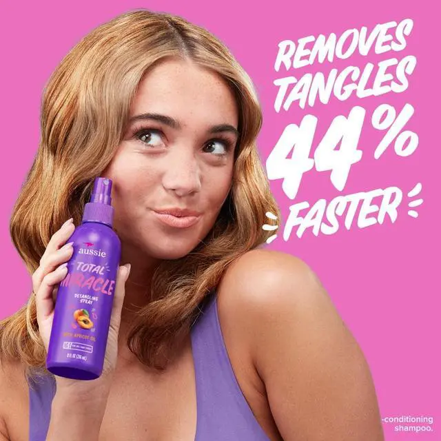 Alt view image 2 of 6 - Aussie Total Miracle Hair Detangling Spray with Apricot Oil for All Hair Types, 8 fl oz