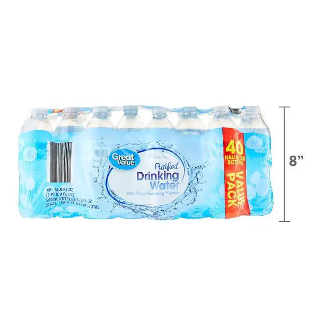 Alt view image 4 of 4 - Great Value Purified Drinking Water, 16.9 fl oz PerBottle, 40Count Bulk Pack, Portable SingleServe Bottled Water