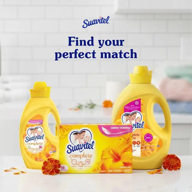 Alt view image 6 of 7 - Suavitel Complete Liquid Fabric Softener & Conditioner, Morning Sun Scent, 46 fl oz, WrinkleReducing ColorProtect Laundry Softener, HECompatible