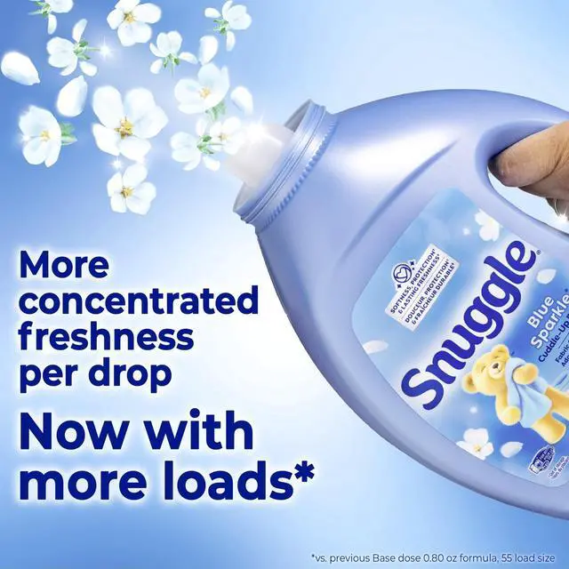 Alt view image 2 of 5 - Snuggle Liquid Fabric Softener, CuddleUp Fresh Blue Sparkle Scent, 39.4 oz, 58 Loads, WrinkleStatic Reducing LongLasting Fresh Fabric Conditioner