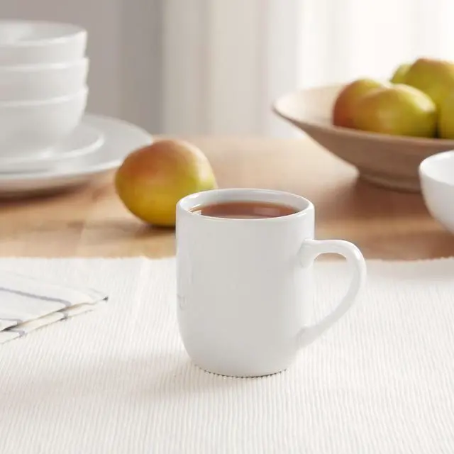 Alt view image 2 of 5 - (6Pack) Mainstays 12oz Glazed White Stoneware Coffee Mugs, Microwave & DishwasherSafe, Minimalist White Drinking Cups for Hot & Cold Drinks