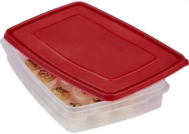 Alt view image 2 of 6 - Rubbermaid Egg Keeper Storage Container, Clear & Red, 1Count, Holds Up to 20 Jumbo Eggs, ShatterResistant Egg Carrier for Refrigerator, Picnics & Deviled Eggs