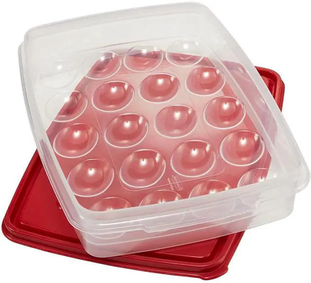 Main image of Rubbermaid Egg Keeper Storage Container, Clear & Red, 1Count, Holds Up to 20 Jumbo Eggs, ShatterResistant Egg Carrier for Refrigerator, Picnics & Deviled Eggs