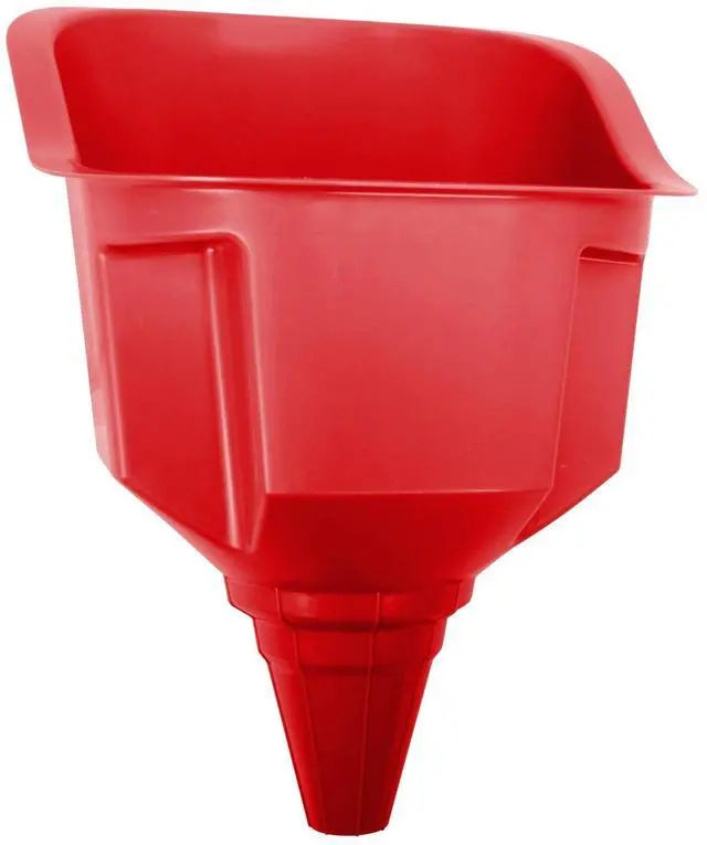 Main image of Hyper Tough Large MultiUse Plastic Funnel, Red, Automotive & HeavyEquipment FluidPouring Funnel With Filter Screen & Splash Guard