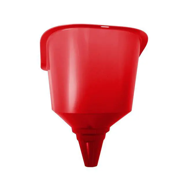 Alt view image 3 of 5 - Hyper Tough Large MultiUse Plastic Funnel, Red, Automotive & HeavyEquipment FluidPouring Funnel With Filter Screen & Splash Guard