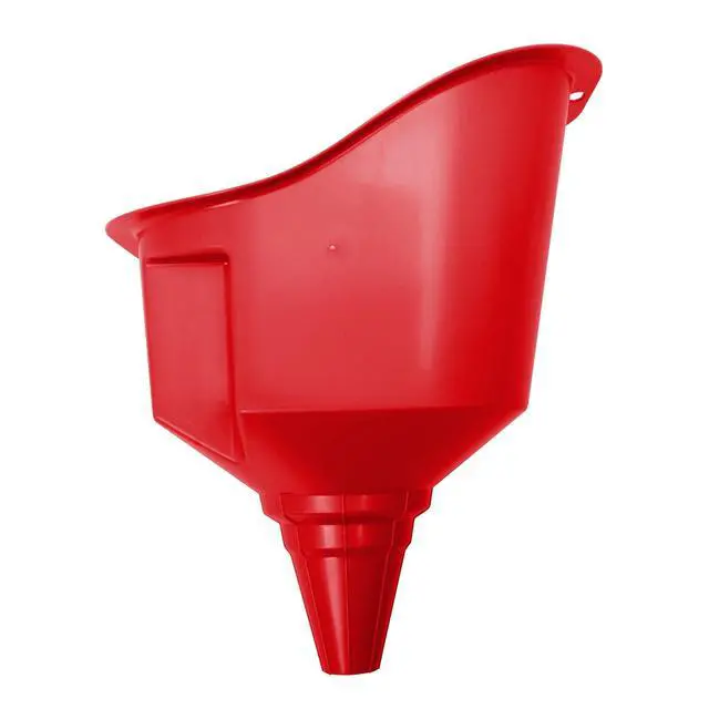 Alt view image 4 of 5 - Hyper Tough Large MultiUse Plastic Funnel, Red, Automotive & HeavyEquipment FluidPouring Funnel With Filter Screen & Splash Guard