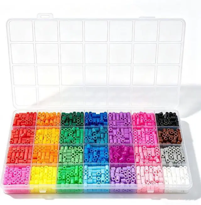Main image of 28Color 5mm Fuse Beads Kit, 2200 Pcs Melty Beads DIY Craft Supplies, for Kids & Adults HandMade Art Projects
