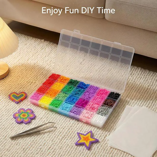 Alt view image 3 of 6 - 28Color 5mm Fuse Beads Kit, 2200 Pcs Melty Beads DIY Craft Supplies, for Kids & Adults HandMade Art Projects