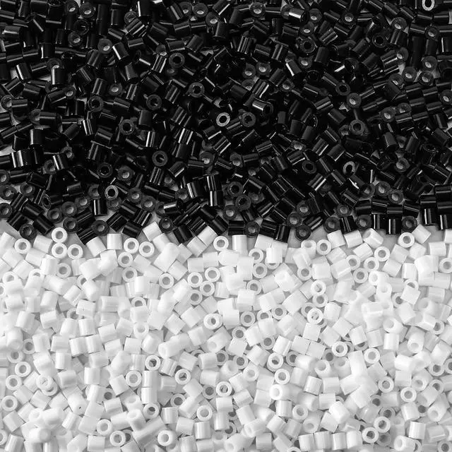 Main image of AUGSUN 1500Pack Black & White 5mm Fuse Beads, Melty Ironon Craft Beads (750 Black + 750 White), DIY HandArt Supplementary Supplies