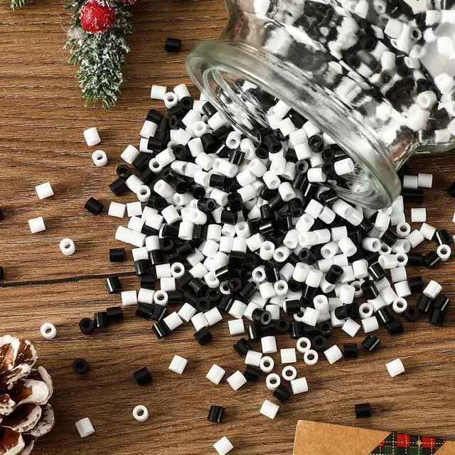 Alt view image 7 of 7 - AUGSUN 1500Pack Black & White 5mm Fuse Beads, Melty Ironon Craft Beads (750 Black + 750 White), DIY HandArt Supplementary Supplies