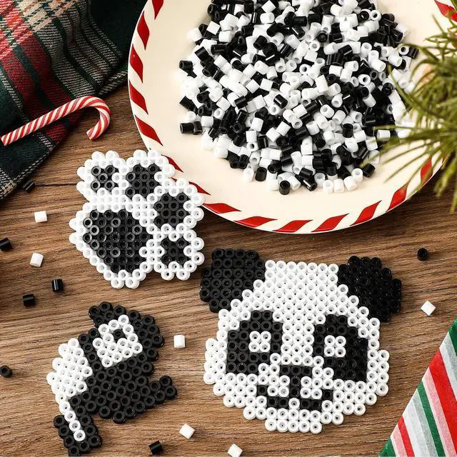Alt view image 4 of 7 - AUGSUN 1500Pack Black & White 5mm Fuse Beads, Melty Ironon Craft Beads (750 Black + 750 White), DIY HandArt Supplementary Supplies