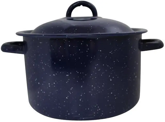 Main image of IMUSA 6 Quart Enamel Stock Pot, Blue Speckled Enamel Steel Soup Pot, OvenSafe MultiPurpose Cooking Pot for Soups, Stews & Pasta