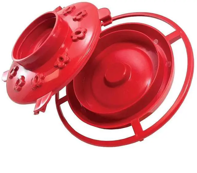 Alt view image 2 of 4 - 32oz Red Hummingbird Feeder 10 Feeding Ports Bee Ant Wasp Proof Outdoor Garden Bird Nectar Feeder