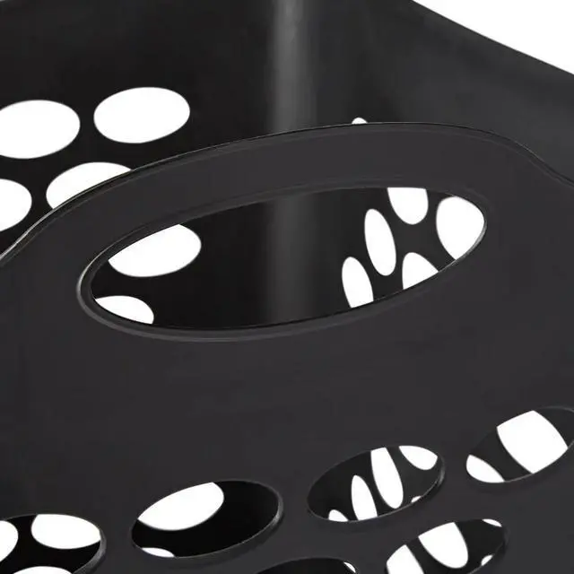 Alt view image 6 of 7 - 2 Bushel Black Square Flexible Plastic Laundry Hamper Ventilated Design With Dual Carry Handles Space Saving Clothes Storage Basket