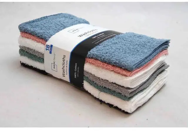 Alt view image 2 of 5 - 18Pcs Pastel 100% Ring Spun Cotton Washcloths Soft Absorbent Anti-Fray Multi-Purpose Facial Body Towels