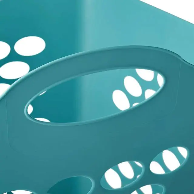 Alt view image 6 of 7 - 2 Bushel Teal Square Flexible Plastic Laundry Hamper Ventilated Clothes Storage Basket With Carry Handles