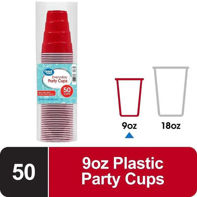 Alt view image 3 of 6 - 50Pcs 9oz Red Disposable Plastic Party Cups Single Use Beverage Cups For Daily Entertainment